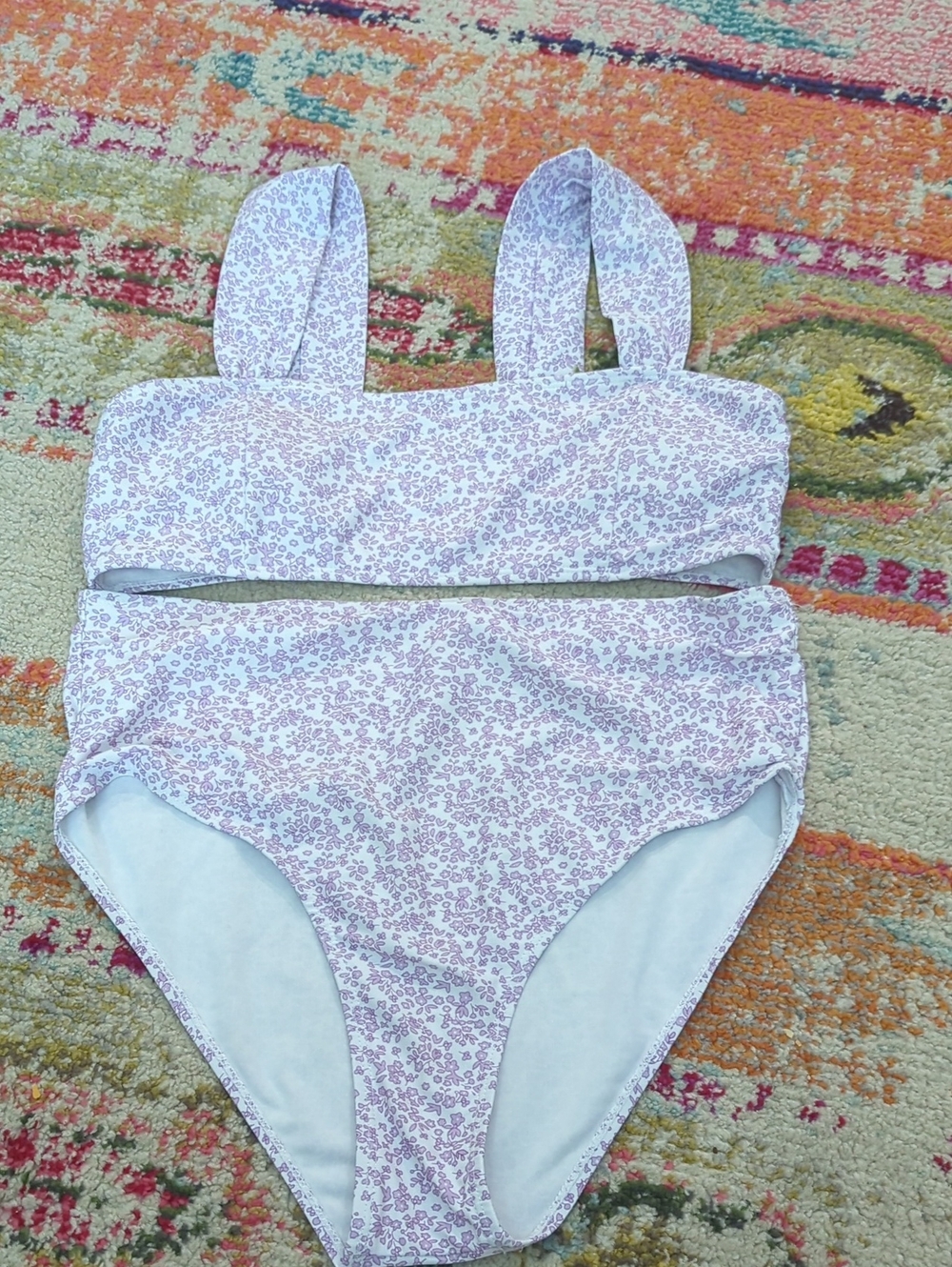 SHEIN Lavender Floral Two-Piece Bikini Set (Maternity)